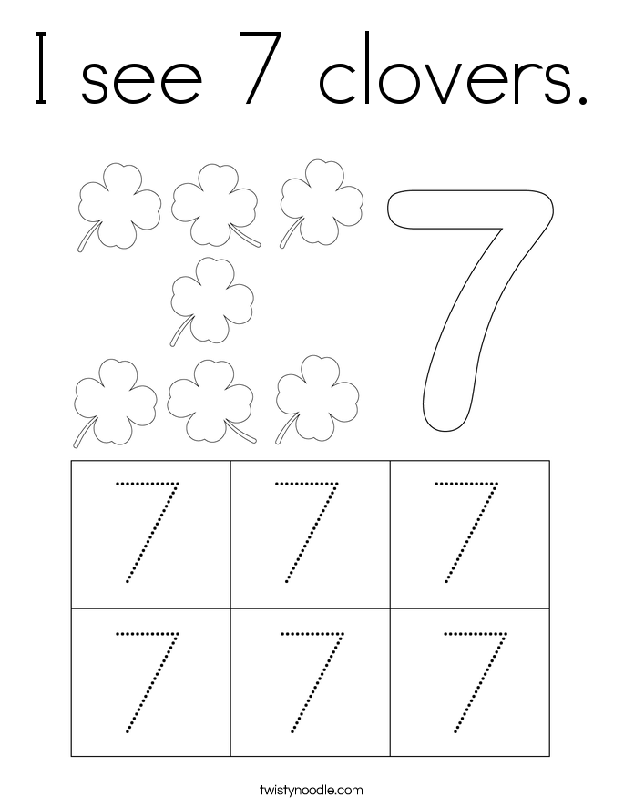 I see 7 clovers. Coloring Page