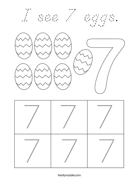 I see 7 eggs. Coloring Page