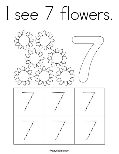 I see 7 flowers. Coloring Page