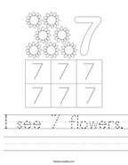 I see 7 flowers Handwriting Sheet