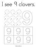 I see 9 clovers Coloring Page