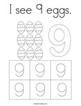I see 9 eggs. Coloring Page