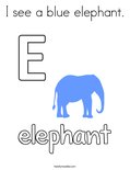 I see a blue elephant. Coloring Page