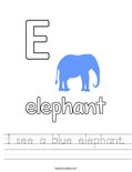 I see a blue elephant. Worksheet