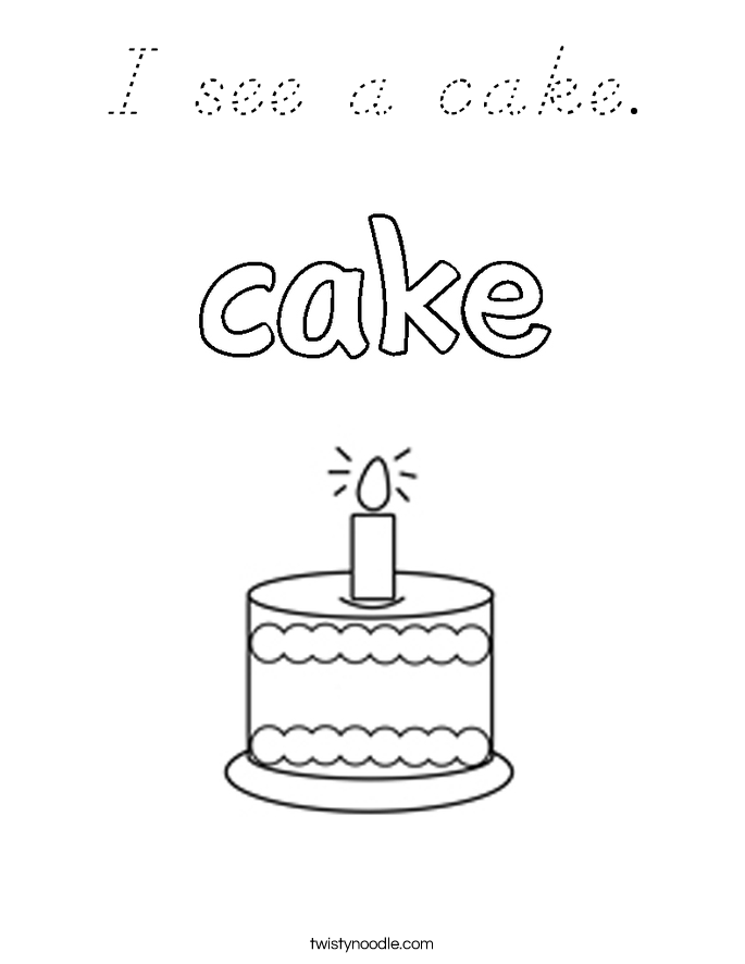 I see a cake. Coloring Page