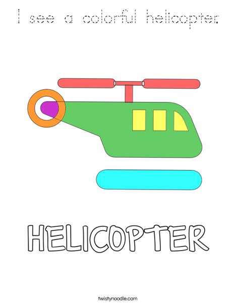 I see a colorful helicopter. Coloring Page