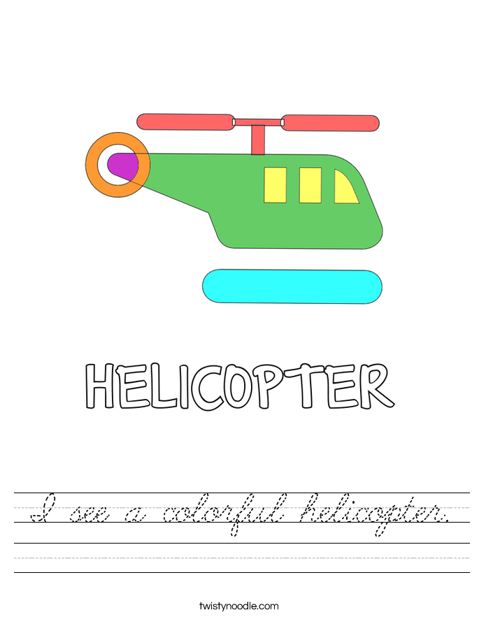 I see a colorful helicopter. Worksheet