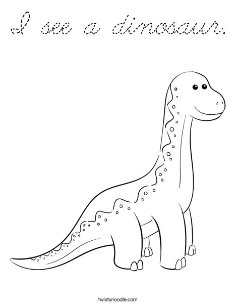 I see a dinosaur.  Coloring Page