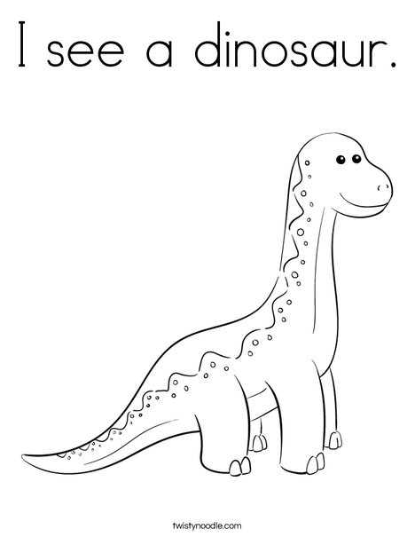 I see a dinosaur.  Coloring Page