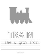 I see a gray train Handwriting Sheet