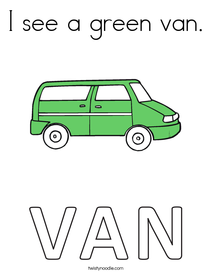 I see a green van. Coloring Page