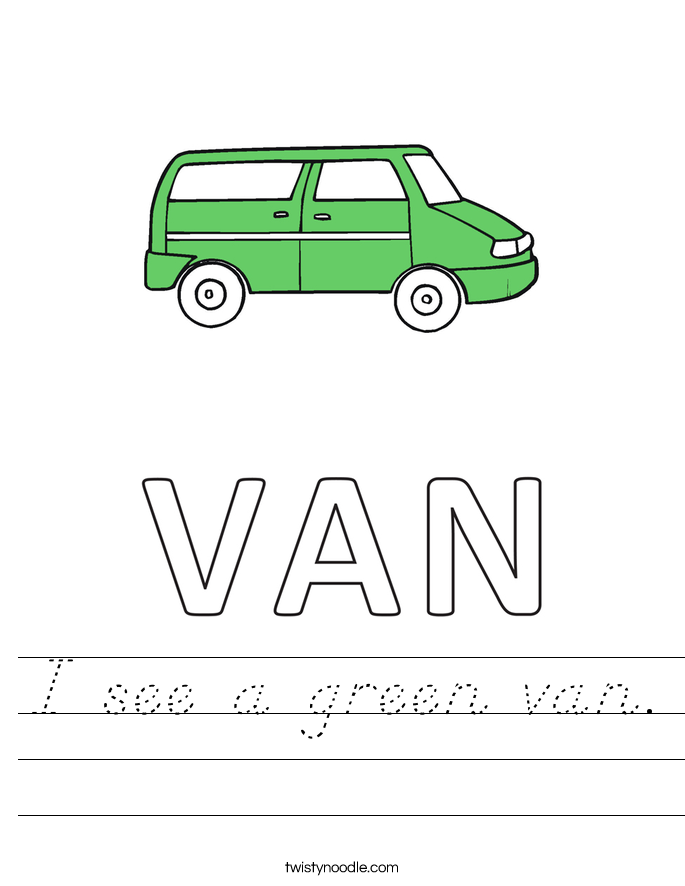 I see a green van. Worksheet