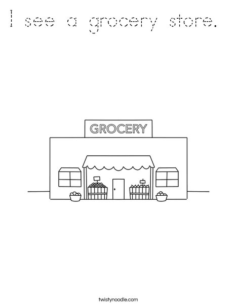 I see a grocery store. Coloring Page