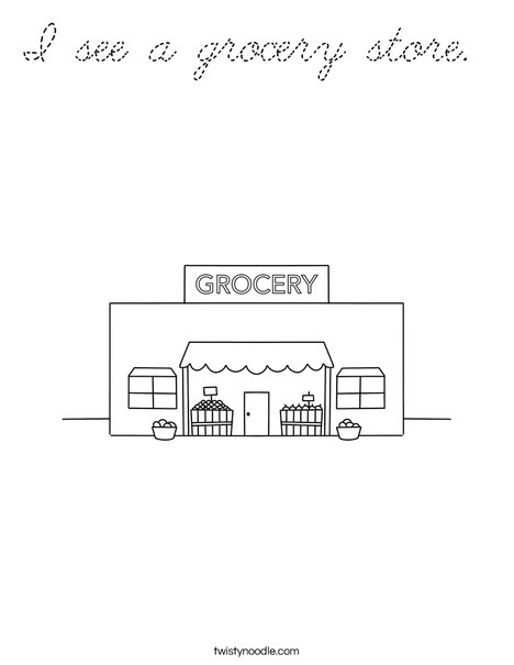 I see a grocery store. Coloring Page