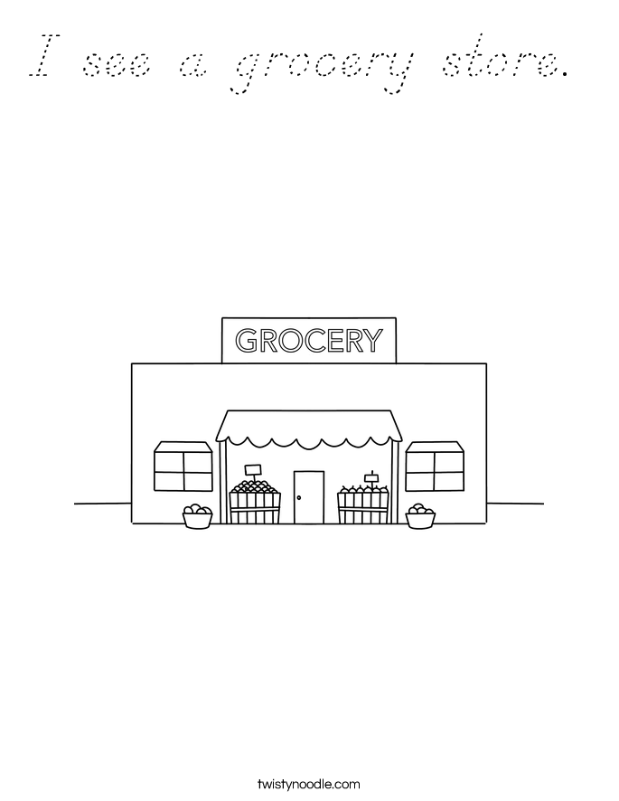 I see a grocery store.  Coloring Page