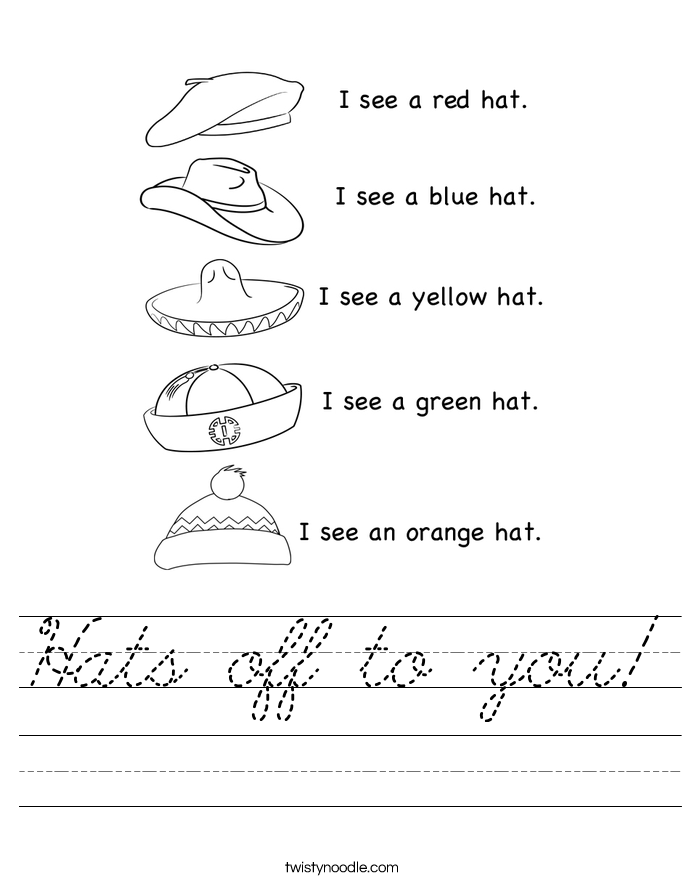 Hats off to you! Worksheet