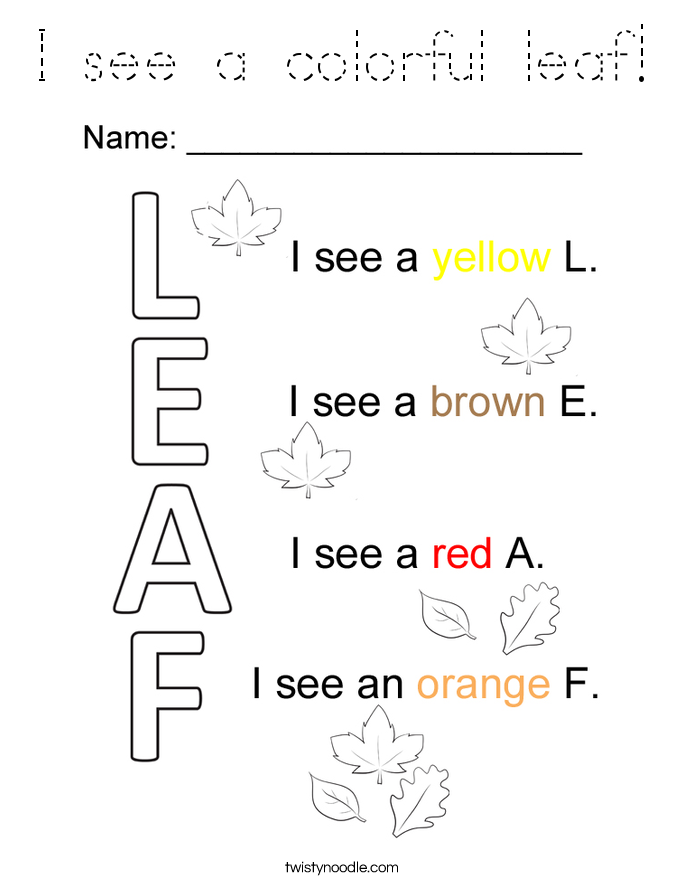 I see a colorful leaf! Coloring Page