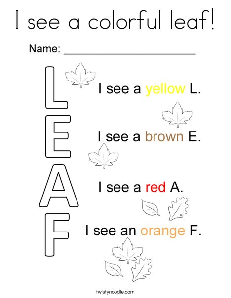I see a leaf Coloring Page