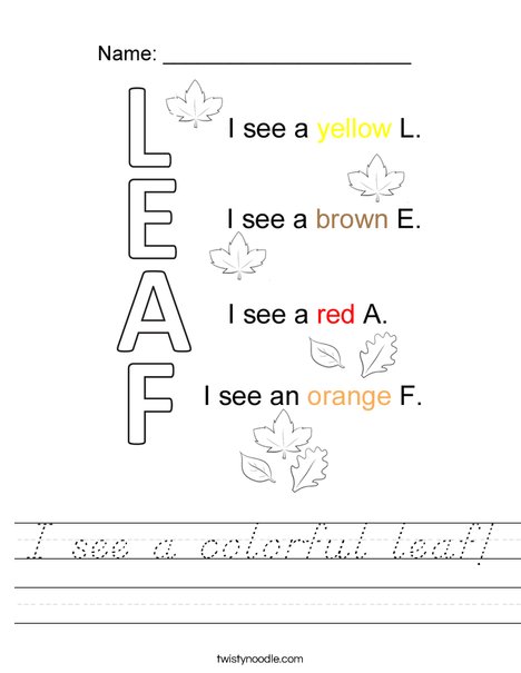 I see a leaf Worksheet