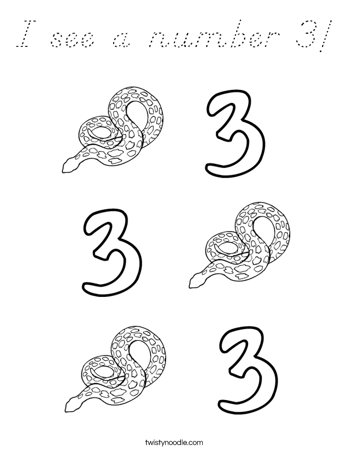 I see a number 3! Coloring Page