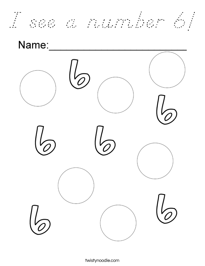 I see a number 6! Coloring Page