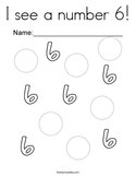 I see a number 6 Coloring Page