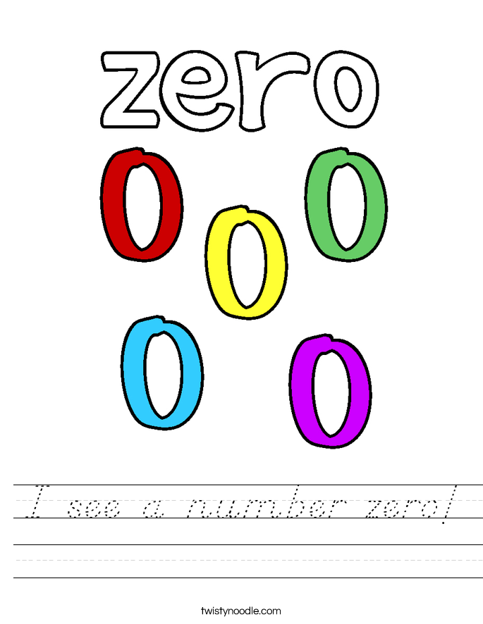 I see a number zero! Worksheet
