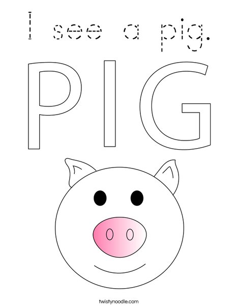 I see a pig. Coloring Page