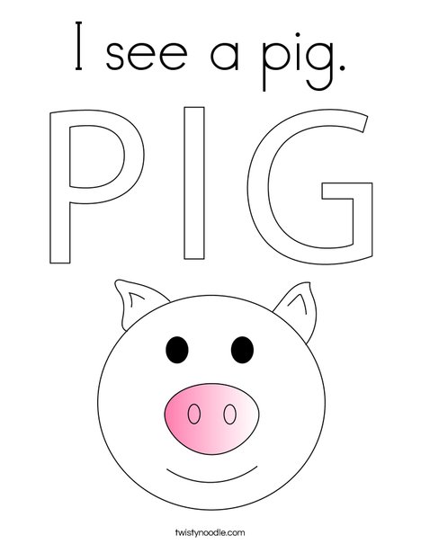 I see a pig. Coloring Page