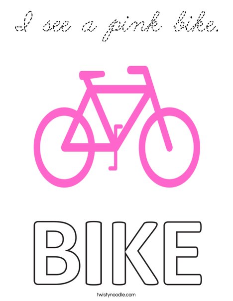 I see a pink bike. Coloring Page