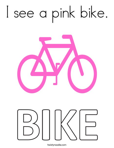 I see a pink bike. Coloring Page