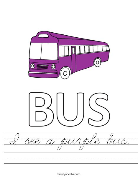 I see a purple bus. Worksheet