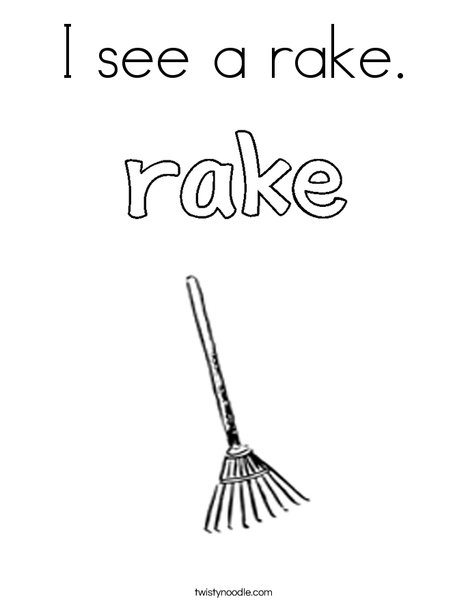 I see a rake. Coloring Page