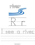 I see a river Handwriting Sheet