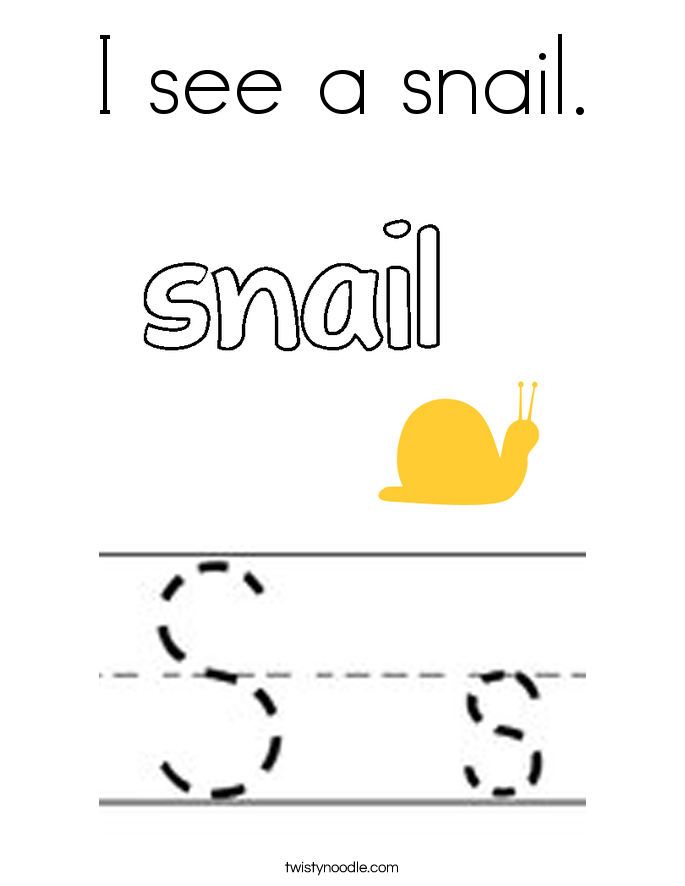 I see a snail. Coloring Page
