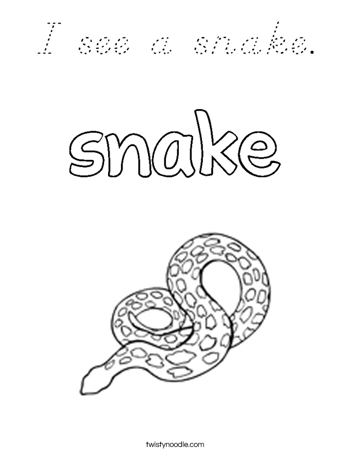 I see a snake. Coloring Page