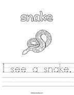 I see a snake Handwriting Sheet