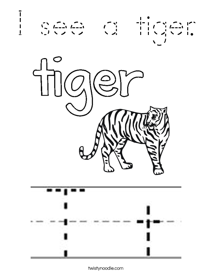 I see a tiger. Coloring Page