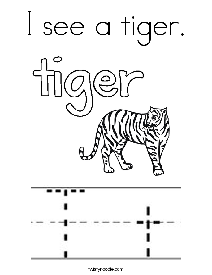 I see a tiger. Coloring Page