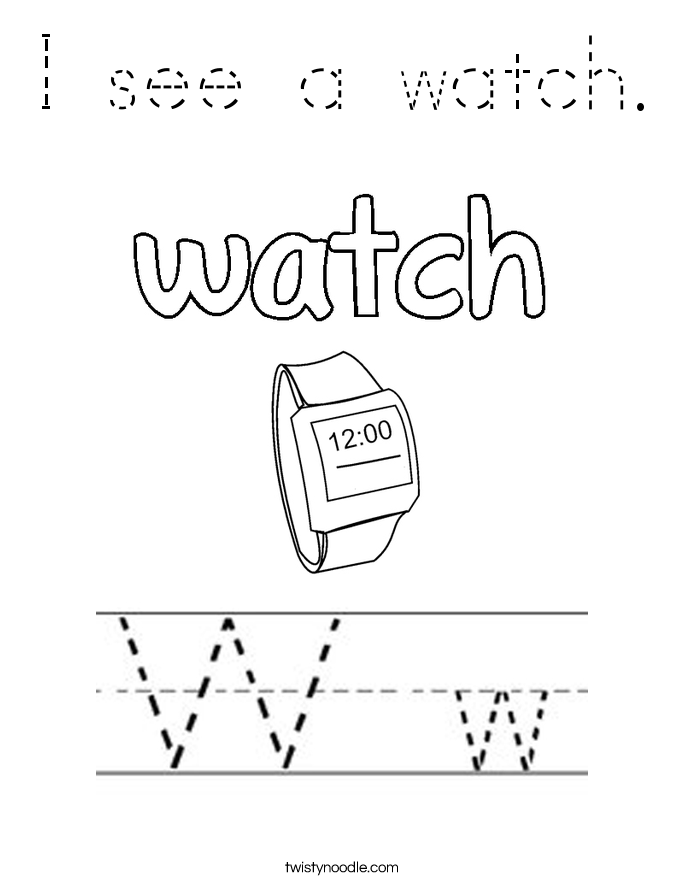 I see a watch. Coloring Page