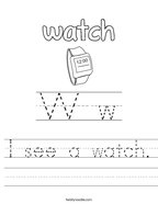 I see a watch Handwriting Sheet