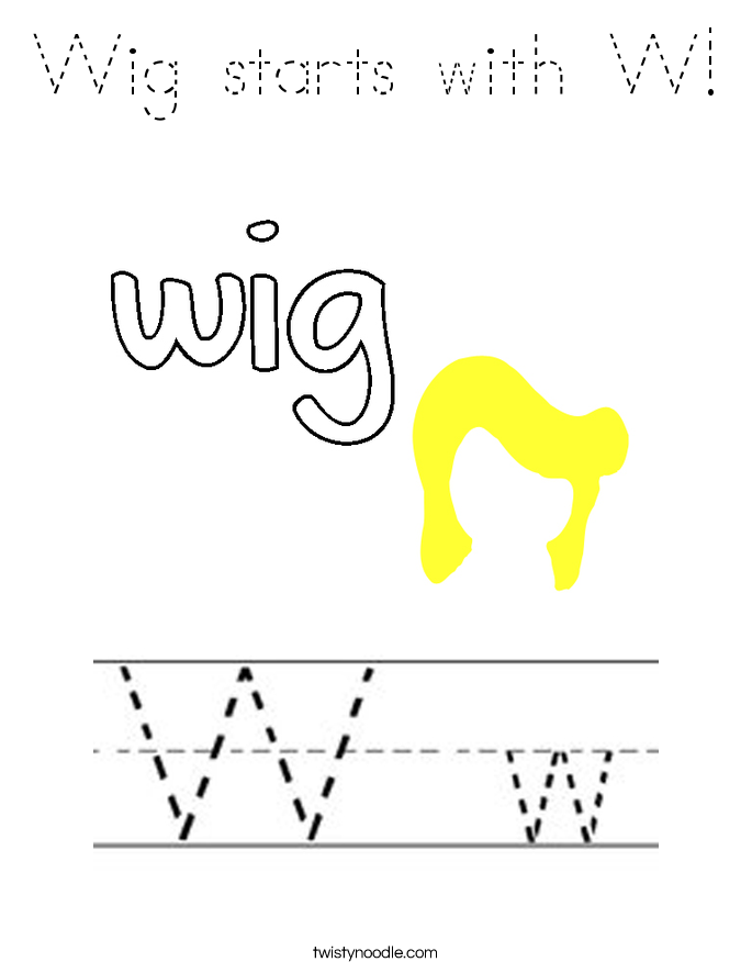 Wig starts with W! Coloring Page
