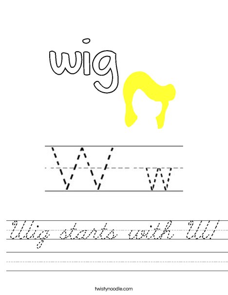 Wig starts with W! Worksheet