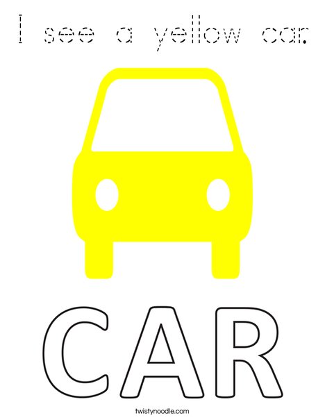I see a yellow car. Coloring Page