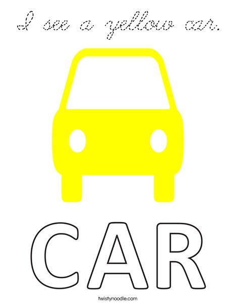 I see a yellow car. Coloring Page