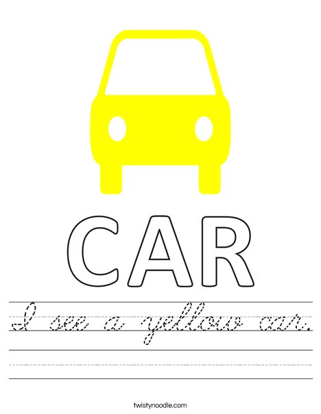 I see a yellow car. Worksheet