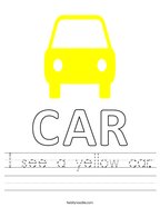 I see a yellow car Handwriting Sheet