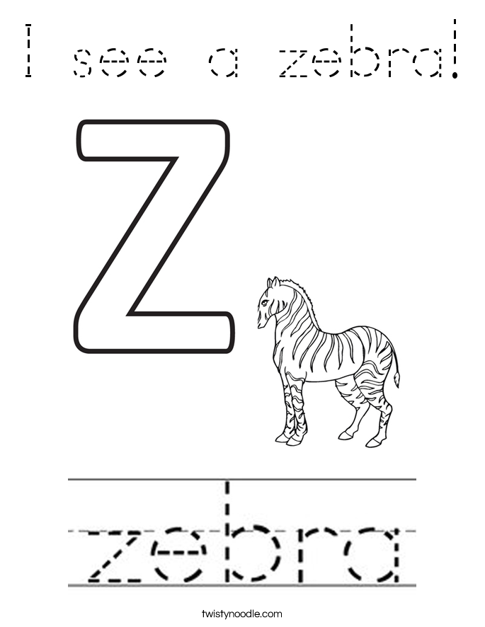 I see a zebra! Coloring Page