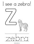 I see a zebra! Coloring Page