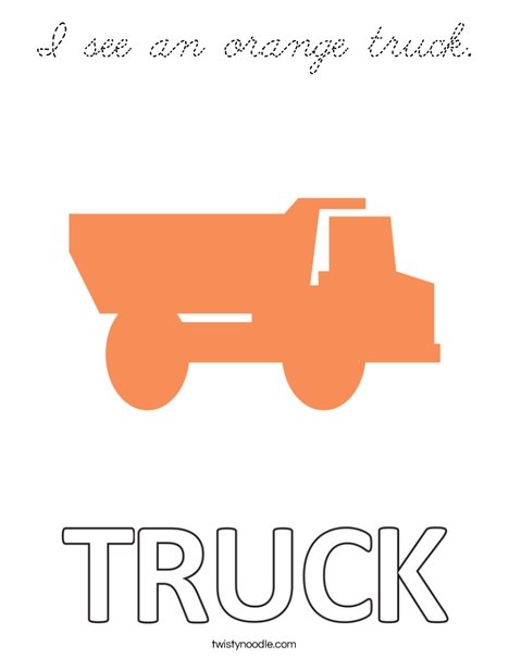 I see an orange truck. Coloring Page